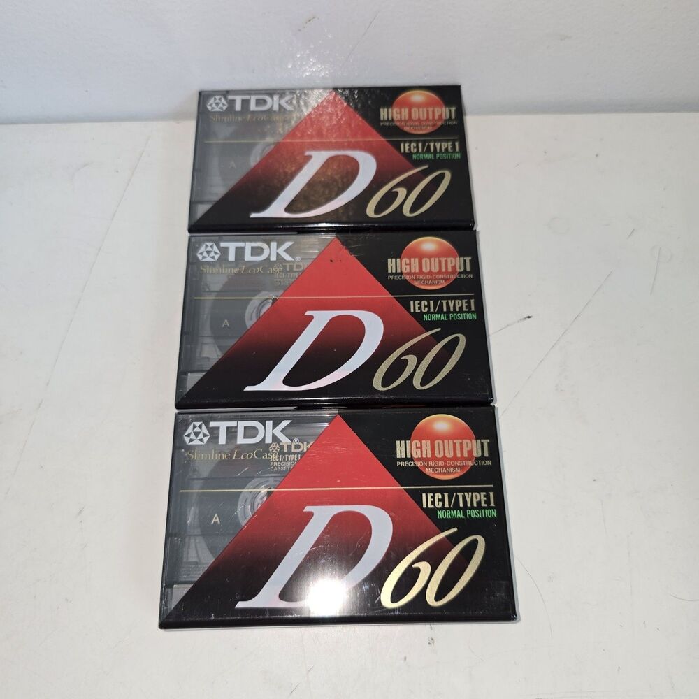 TDK IECI Type 1  D60, 60 Minute Blank Audio Cassette Tapes New Sealed Lot Of 3